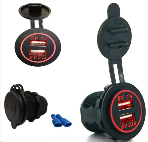 Double Prise USB Voiture 3.1A - Chargeur 12V/24V étanche Pour Auto, Camping-car, Bateau