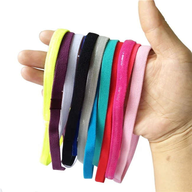 Оптовая продажа, ярких цветов, Нескользящие аксессуары для волос для бега и футбола, резинки для волос для йоги, эластичная простая повязка на голову