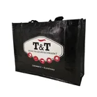 Black Shopping Tote Bags Laminated Reusable Shopping Bag Eco Friendly Large Black Laminated Pp Woven Reusable Shopping Tote Bags