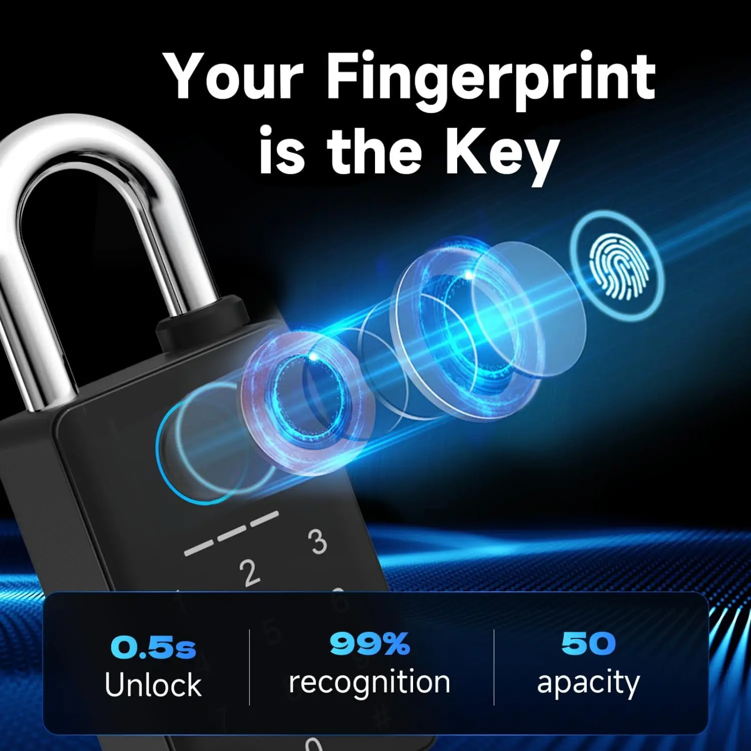 SafetyTuya Smart Locker Lock Password Combination Code Number Key Biometric Fingerprint Padlock with Tuya App
