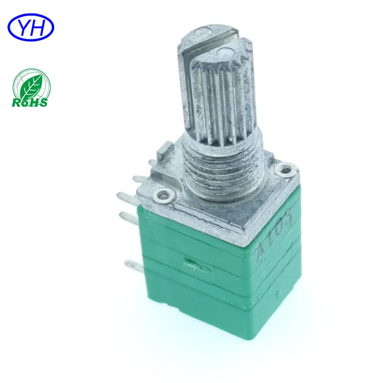 Free samples Professional custom 1k 5k 10k 20k 50k 100k 9mm 8 pin PCB mount rotary dual potentiometer with rotary switch