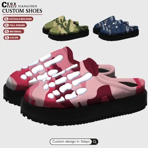 Men Puffy Leather Platform Slide Sandal Mules Custom Logo Comfort Indoor Outdoor for