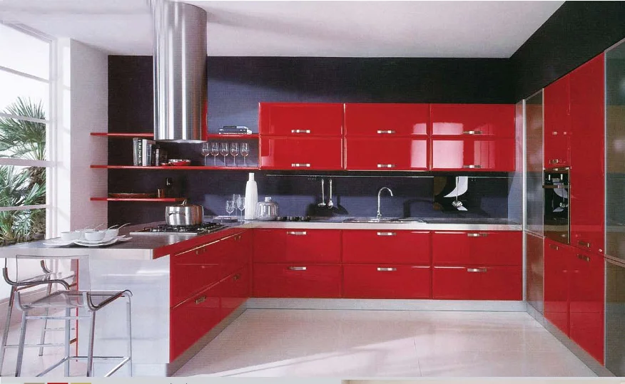 2023 New Arrivals Modern Design Red Shining Lacquer Kitchen Cabinet with Dish  Rack - China Kitchen Cabinet, Modular Kitchen Cabinet