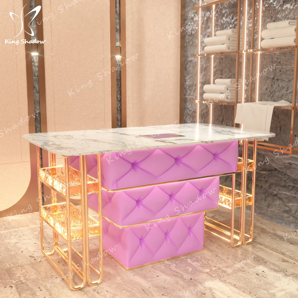 Fancy White Desk Equipment High Salon Furniture Manicure Stool Dust