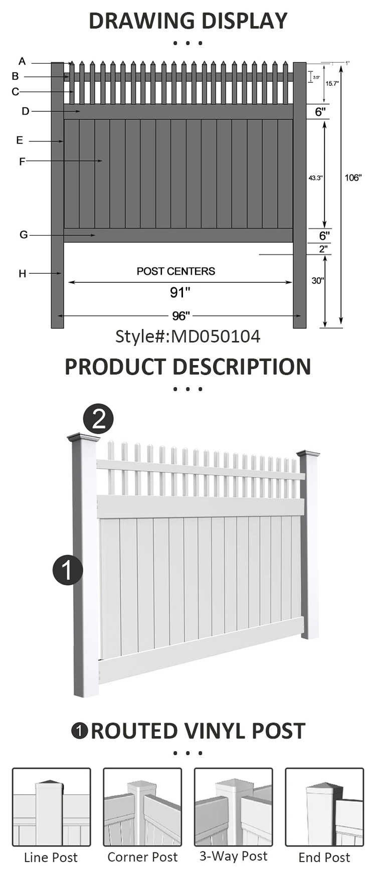 Modern Vinyl Privacy Fence Outdoor Composite Plastic Privacy Fencing