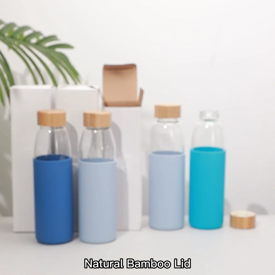 Orchard Butterfly Borosilicate Glass Water Bottle With Bamboo Lid Silicone Sleeve 600ml - View #6