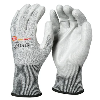 ANSI A3 Anti-Cut Protective Gloves PU Coated Hand Safety Liner with Smooth Finish Smooth-Finished Hand Working Gloves