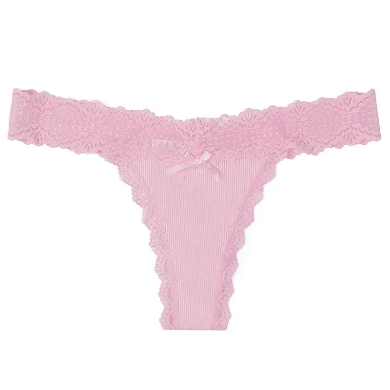 2024 Lace Pink T-Back Custom Teen Hot Women's Lace G String Girls Open Crotch Thongs Sexy Ladies Panties
