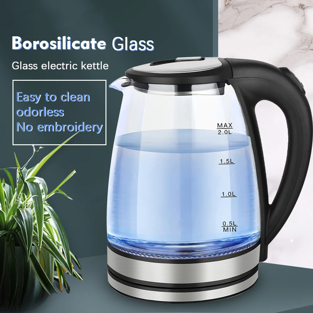 household electric kettle. 2.0l high borosilicate