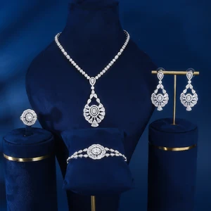 Bridetalk's Newly Designed Classic Copper Zircon Necklace Set Fashion Jewelry for Women to Wear on Engagement Weddings Festivals