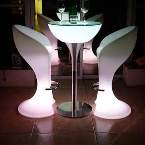 Commercial Furniture Waterproof LED Light-Up Table for Nightclubs Hotels Dining Basement Wine Cellar Parties Home Use Plastic