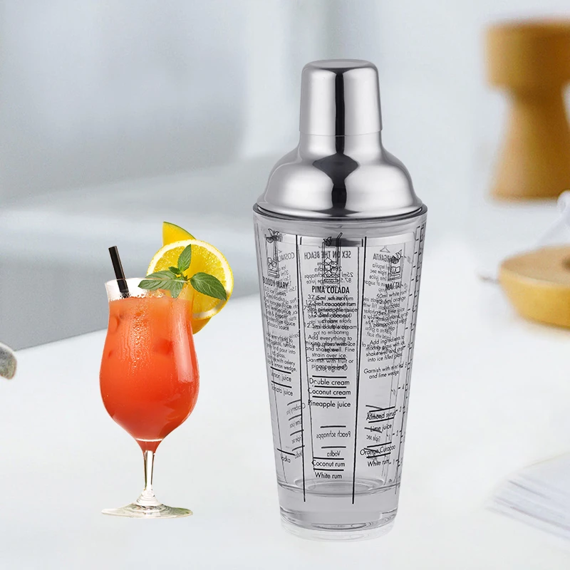 Creation Factory Direct Quality Strainer Cocktail Shaker Set Stainless Steel Shaker with Glass for Bar