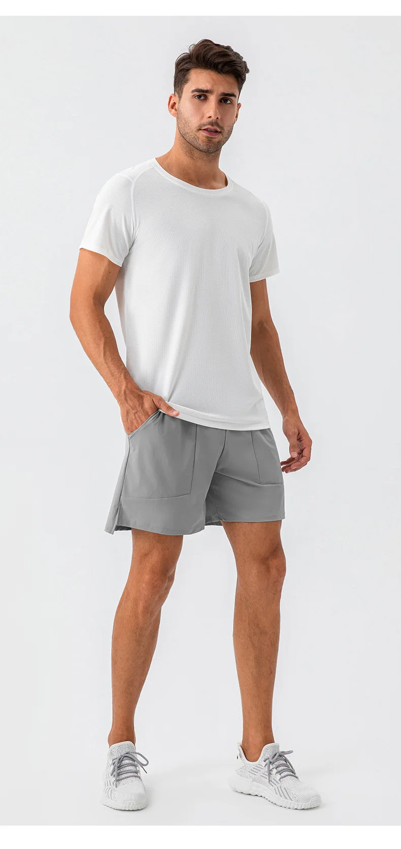 Pantaloncini sportivi da palestra per uomo, personalizzati, ad asciugatura rapida, in nylon, spandex, allenamento per corsa, atletico, tasche ad anello per asciugamano Fiess424_voghion.com