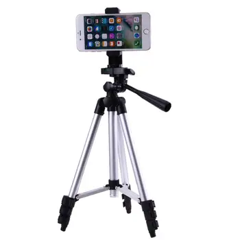 Foldable Camera Tripod Holder Stand 1/4" Screw 360 Degree Fluid Head Tripod Stabilizer Aluminum with Phone Holder