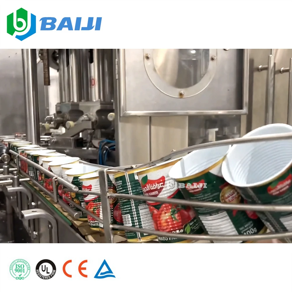 Fully Automatic Tin Can Tomato Sauce Chili Paste Hot Filling and Sealing Canning Machine Production Line