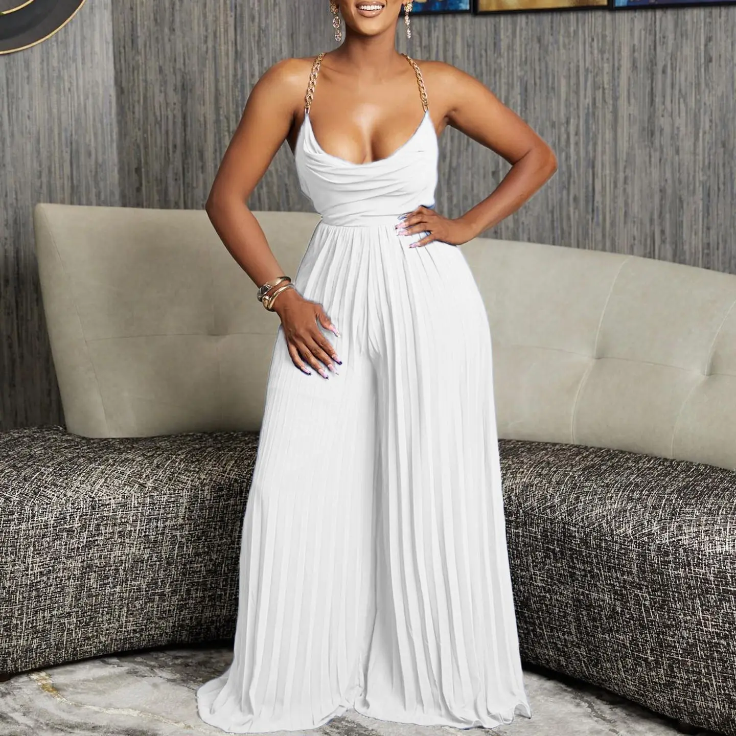 Ladies Jumpsuit White Romper Xl Elegant Ladies Girls Jumpsuits XL