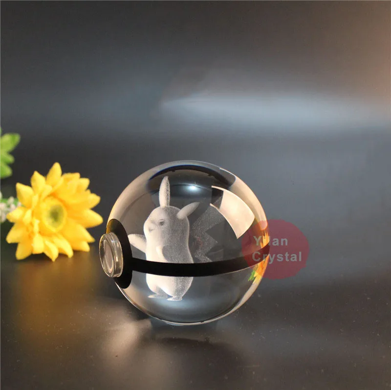 
 Самый популярный 50 мм 80 мм 3d лазерный кристалл k9 Пикачу Покемон шар светящаяся светодиодная основа для детей подарок  