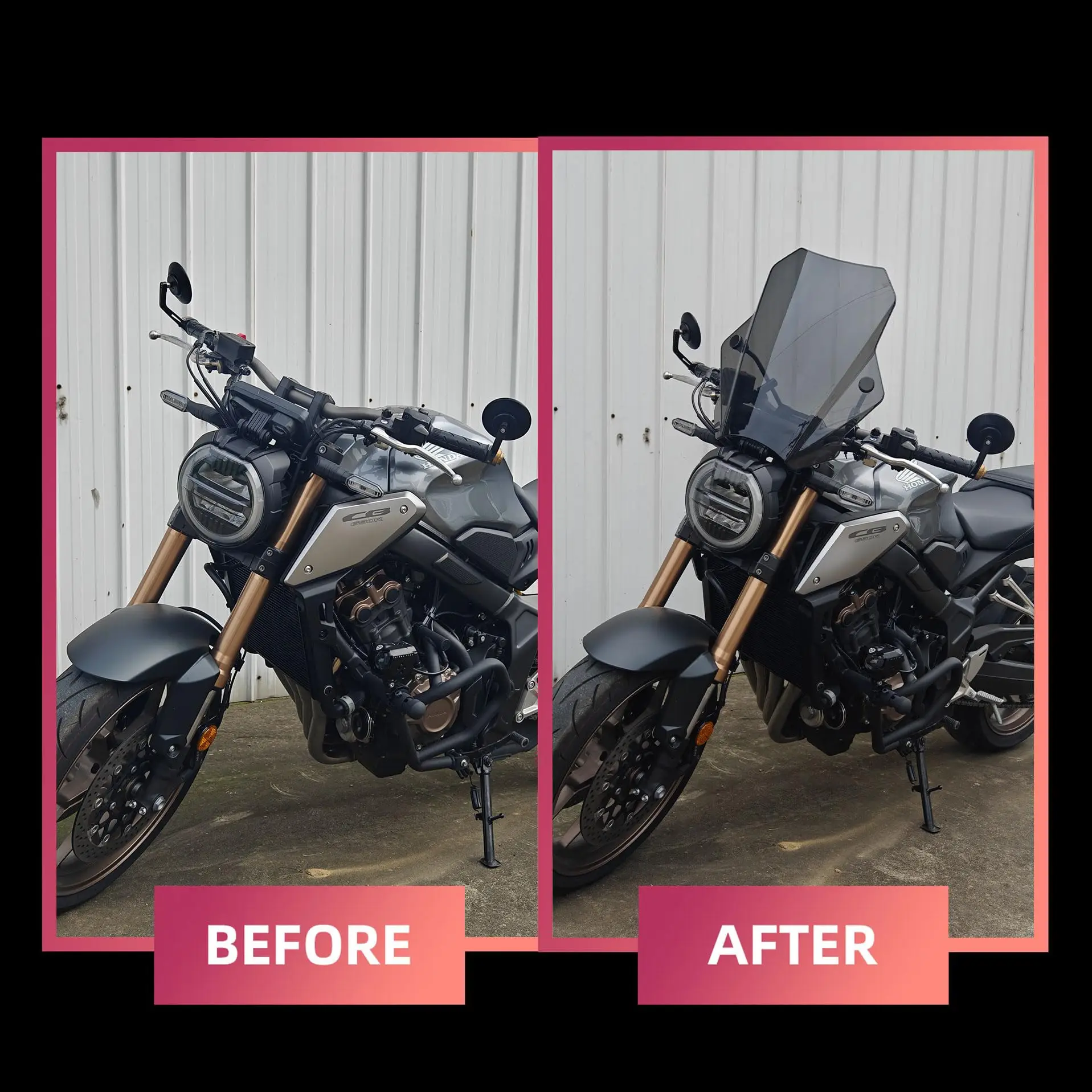 Universal Motorcycle Windscreen Windshield  with 7/8" or 1" Handlebars for Harley Davidson Honda Kawasaki Suzuki Triumph Yamaha