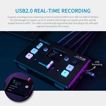 2024 NEW FEELWORLD L1 PLUS Multi-camera Video Mixer Switcher Touch Screen PTZ Control USB3.0 Fast Streaming Live Video Switcher detail image