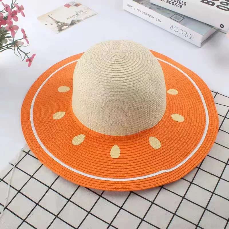 High Quality Women's Wide Brim Watermelon Floppy Straw Beach Hat