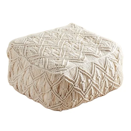 handmade macrame pouf made bt 100% cotton cord || macrame out