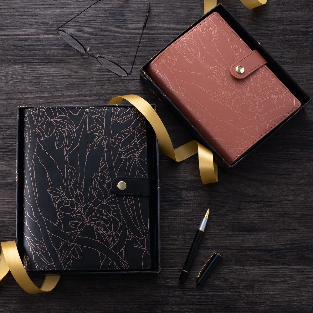 PU Leather Journal Agenda Planner Cover 6 Ring Binder Notebook