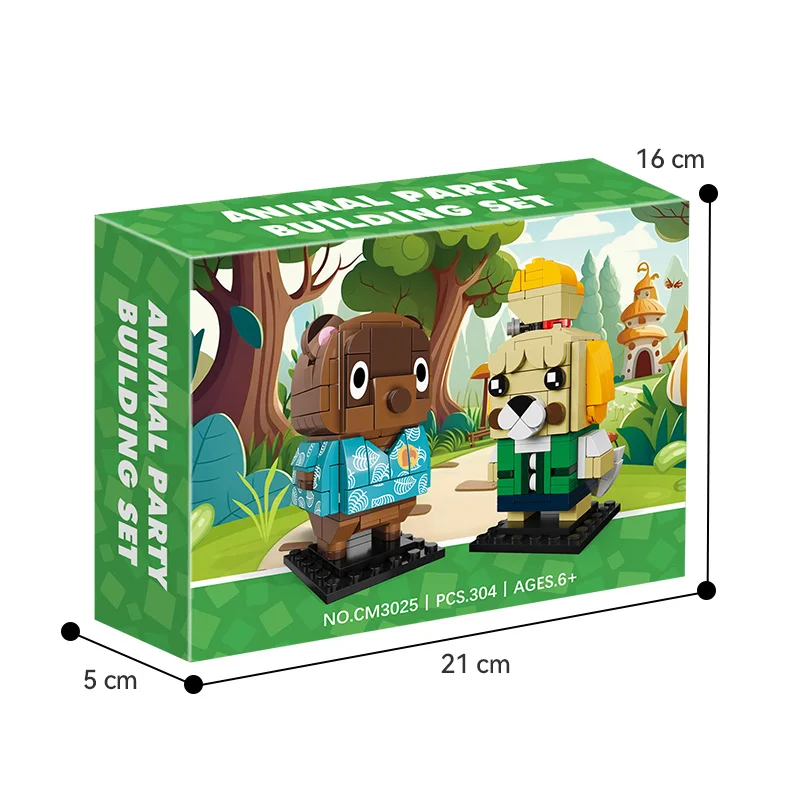 CAYI Animal Crossing Block Moc Square Head Anime Figure Assembled Building Block Sets DIY Nano Brick Educational Toys for kids