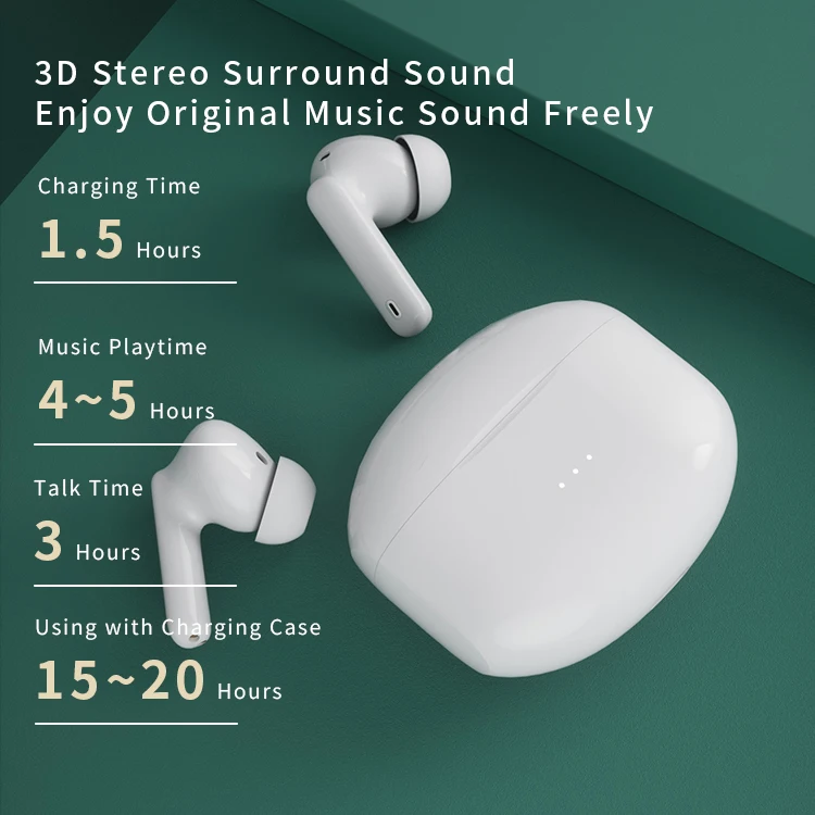 A40 Pro Wireless Earbuds, 50Hrs Playtime Bluetooth Earbuds Built In Noise Cancellation Mic With Charging Case Bluetooth Headphones With Stereo Sound