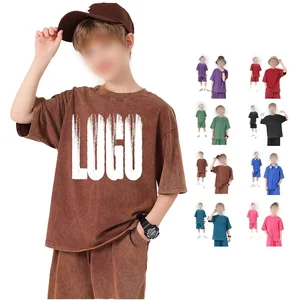 Custom Hip Hop Printing Puff Print 100% Cotton Soft Kids T-shirt O-Neck Short Sleeve Vintage High Quality Oversized Kids Tee