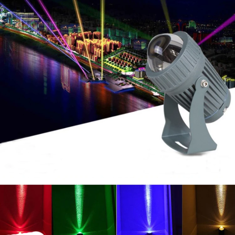 10W Narrow Beam Spotlight – IP65 Waterproof LED Landscape Light, Long Range Floodlight, 360° Adjustable, 12V/24V/110-230V (Warm White)