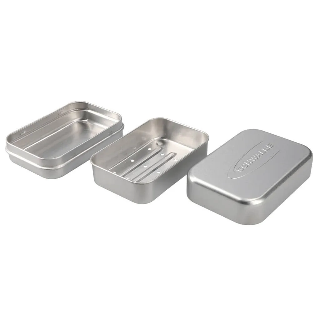 Custom Embossed Rectangle Shape Aluminum Soap Box Travel Tin for Shampoo Soap bar with Drainer