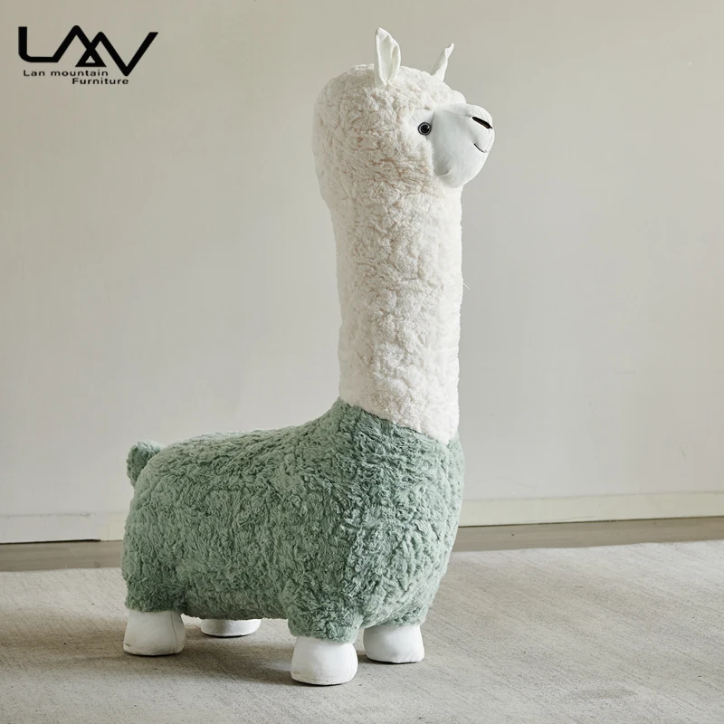 リビングルーム子供アルパカソファスツール家具モダン生地動物怠惰な