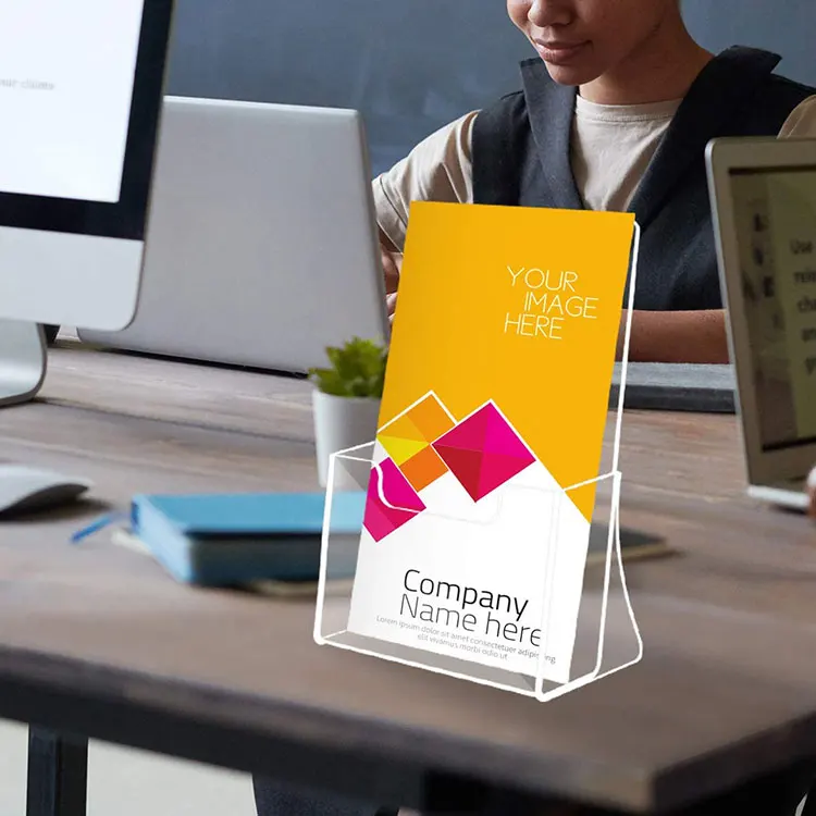 Counter Top Menu Card Display Sign Stands Customized Acrylic Brochure