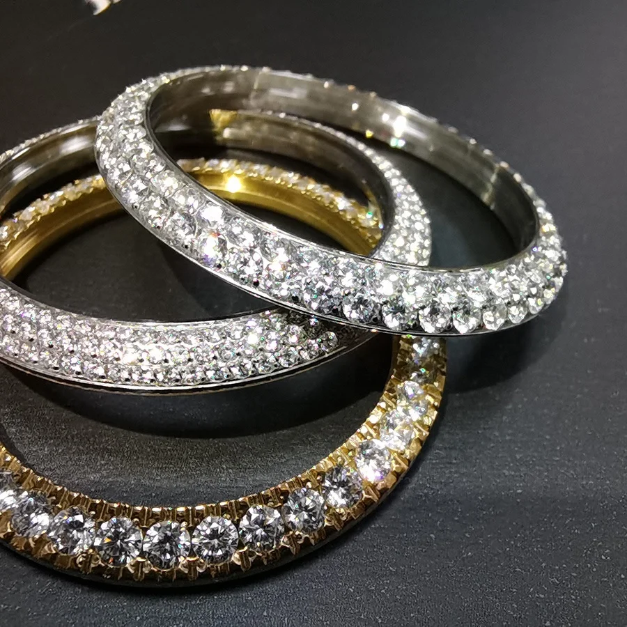 Custom 36mm Luxury Watch Bezel Iced Out Moissanite Diamonds