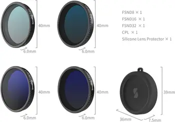 SmallRig ND Filter Kit for DJI Osmo Action 5 Pro/Action 4, 5 Pack CPL FS ND8 ND16 ND32 Snap-On Polarizing Neutral Density detail image