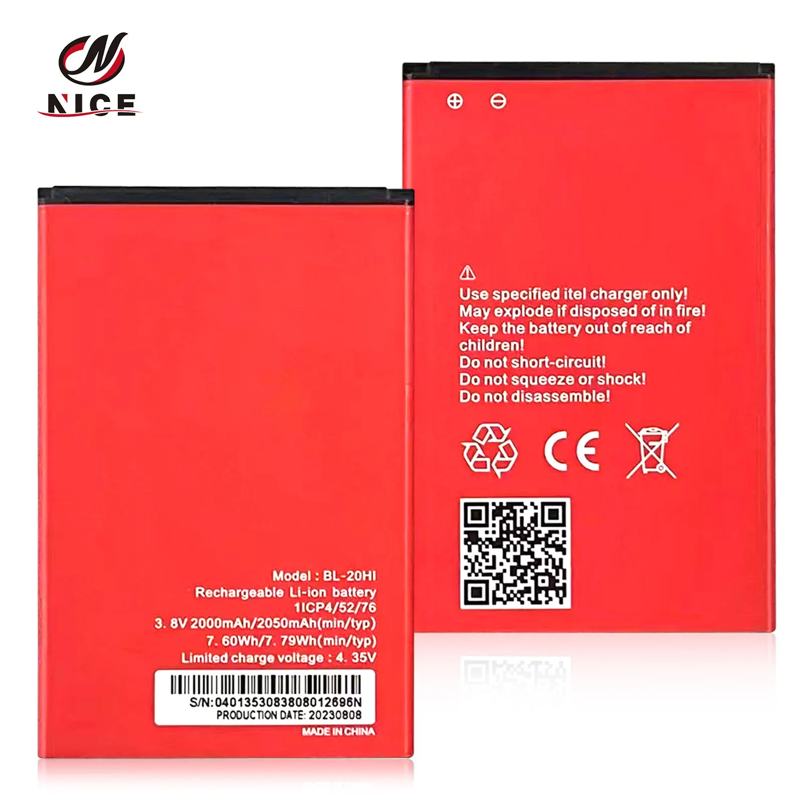 BL-20Hi OEM High Capacity Li-ion Mobile Phone Battery Compatible for Itel A16 A23 A32F Batteira