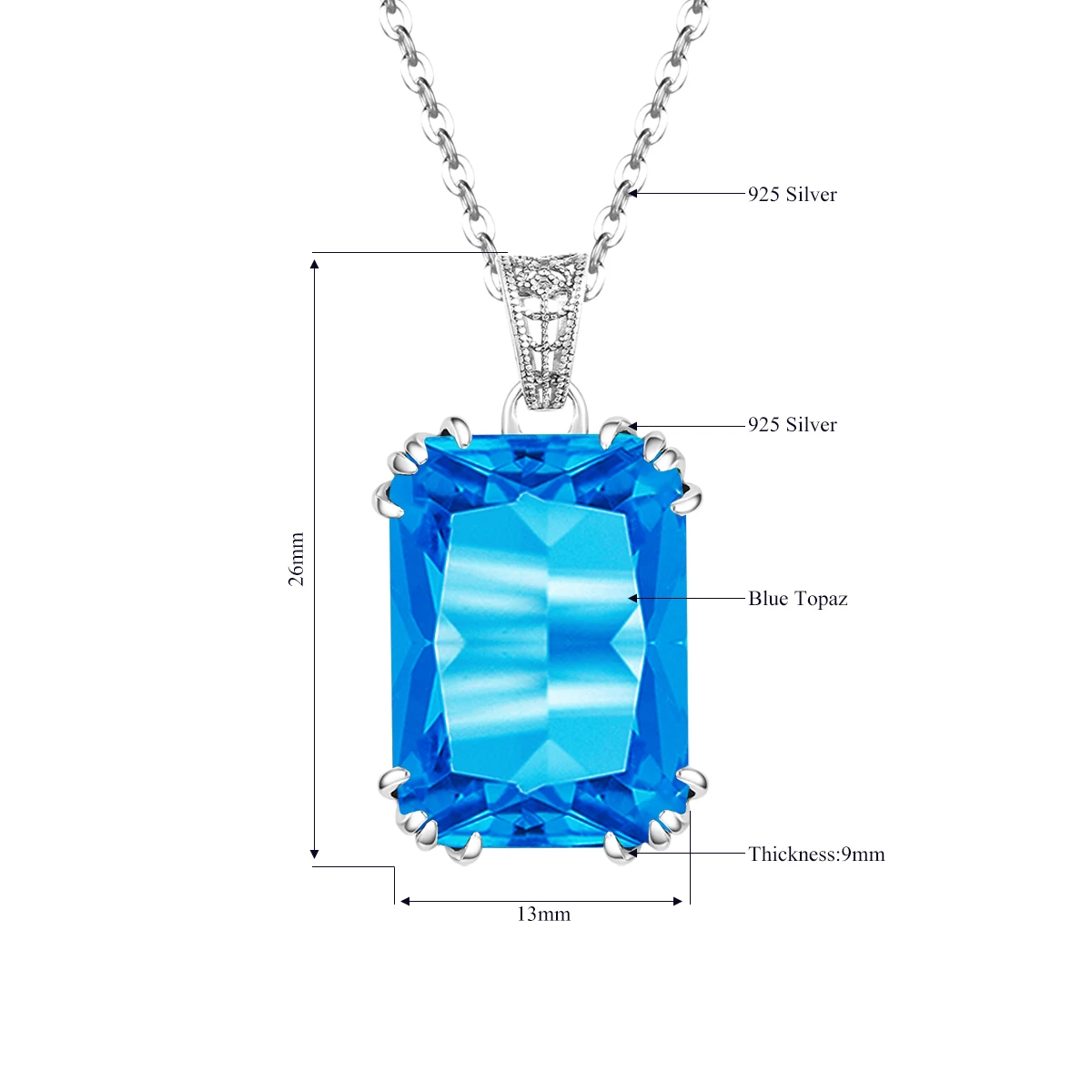 Topaz Birthstone Pendants Necklace For Women Gemstone Jewelry Wholesale