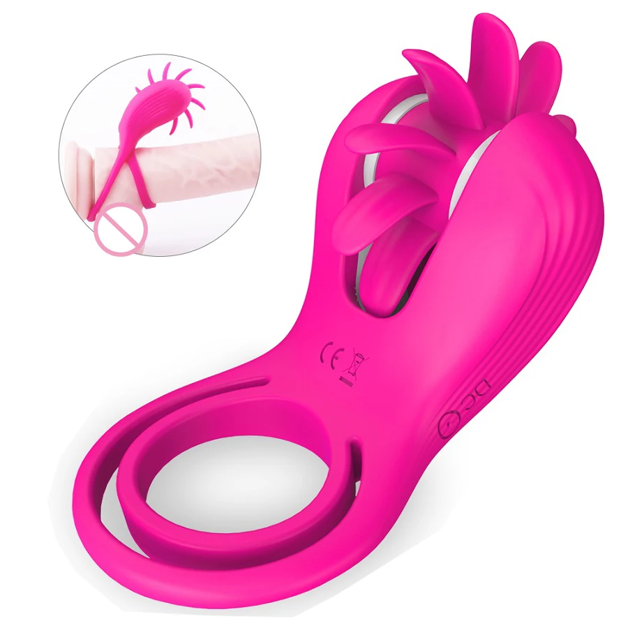 10 Frequency Rotation Magic Tongue Vibrator Ring Universal Female Vibration Shocking Eggs Penis Rings Product