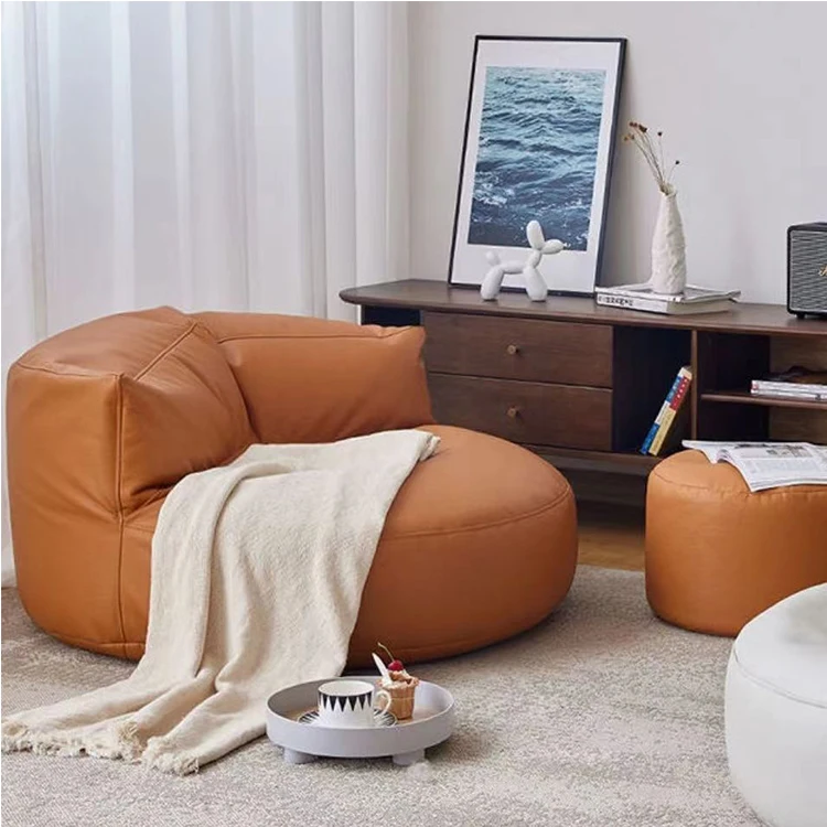 Large Small Linen Lounge Chair Bean Bag Puff Casual Chat Waterproof Fabric Bean Bag Living Room Bedroom Fuzzy Tatami Sofa Foam