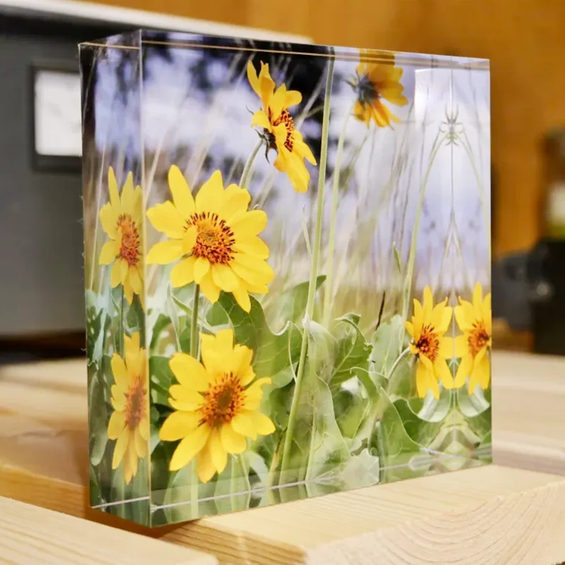 Custom UV Printed Acrylic Logo Brand Block Photo Display Cube Block