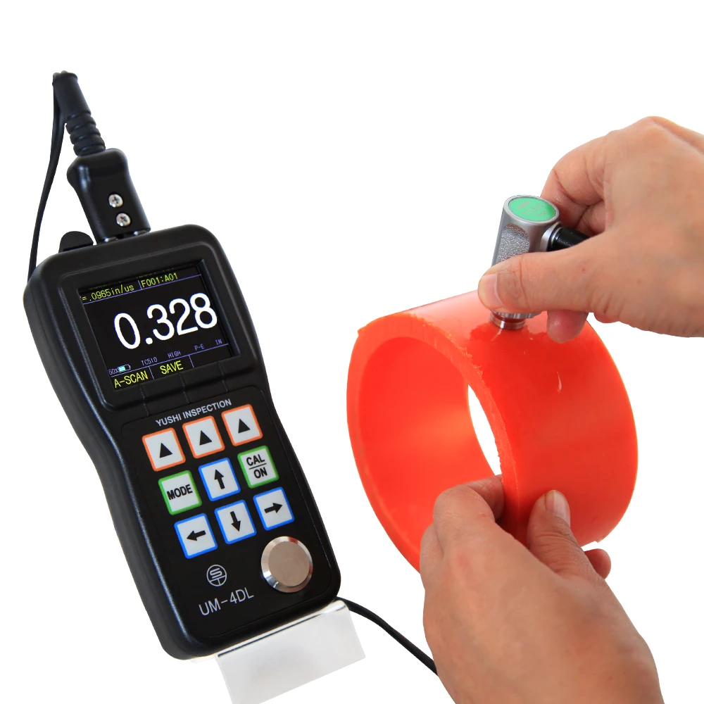NDT UT Inspection Ultrasonic Thickness  Measurement YUSHI Ultrasonic Thickness Gauge UM4DL with Color Scree Live A-scan Snapshot