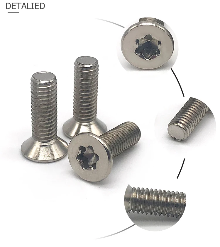 China Custom Precision flat head Screw Hex Torx Countersunk Head screw 304 Stainless Steel M2x3 Torx 5 Screw