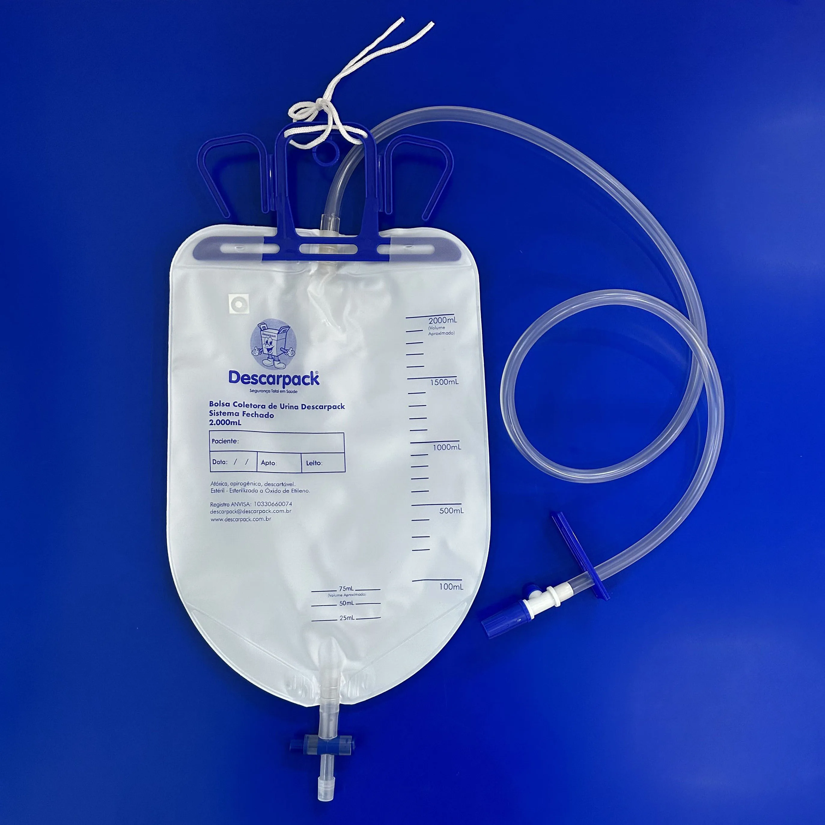 Disposable 2000ml medical luxury adult urine drainage bag with cross(T-tap) valve factory