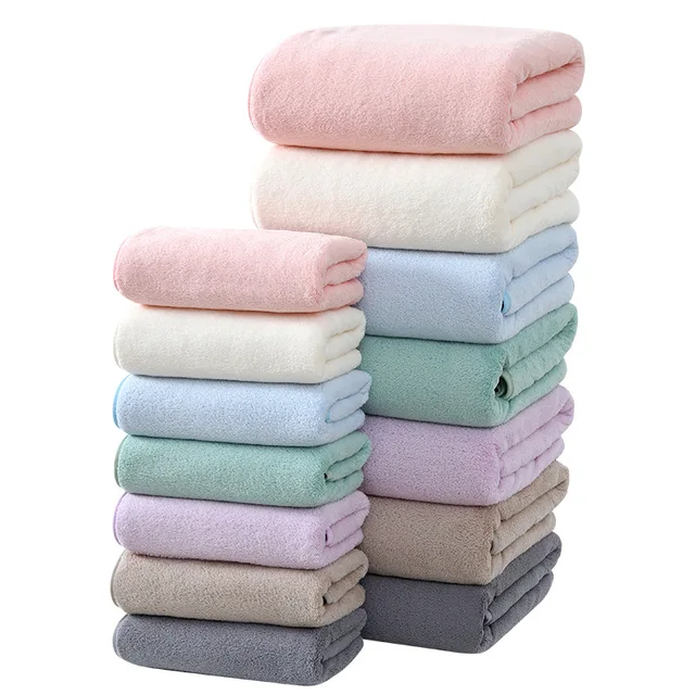 High Quality Thick 70*140cm Soft Water Abosoption Customized Hotel Bath Face Spa Towel Coral Fleece Bath Towel