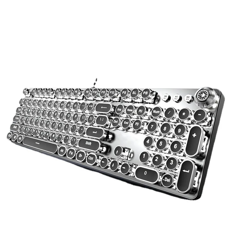 Retro Punk Style TK100 Wired Mechanical Keyboard Set White