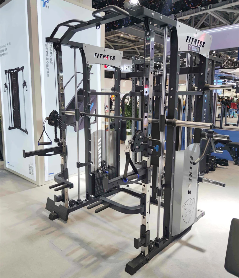 Commercial Gym Cable Functional Trainer Standing Squat Power Rack Cage All in One Fitness Multi Functional Smith Machine