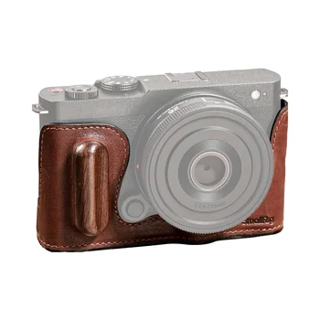 For SMALLRIG Vintage Style Camera Case for Panasonic LUMIX S9 Half Leather Aluminum Frame Wooden Grip 1/4"-20 Threaded Hole Made