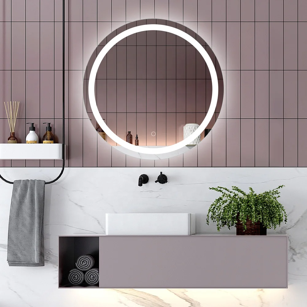 Led Mirror Clear Copper Customized Anti Wall Fog Glass Lighting Bathroom Hotel Color Feature Illuminated Frameless  Mirrors
