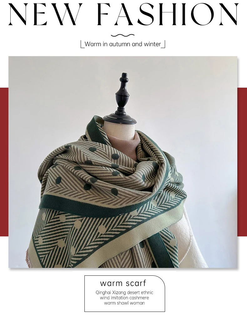 Premium Winter Warm Scarf For Women Dot Pattern Soft Wrap_voghion.com