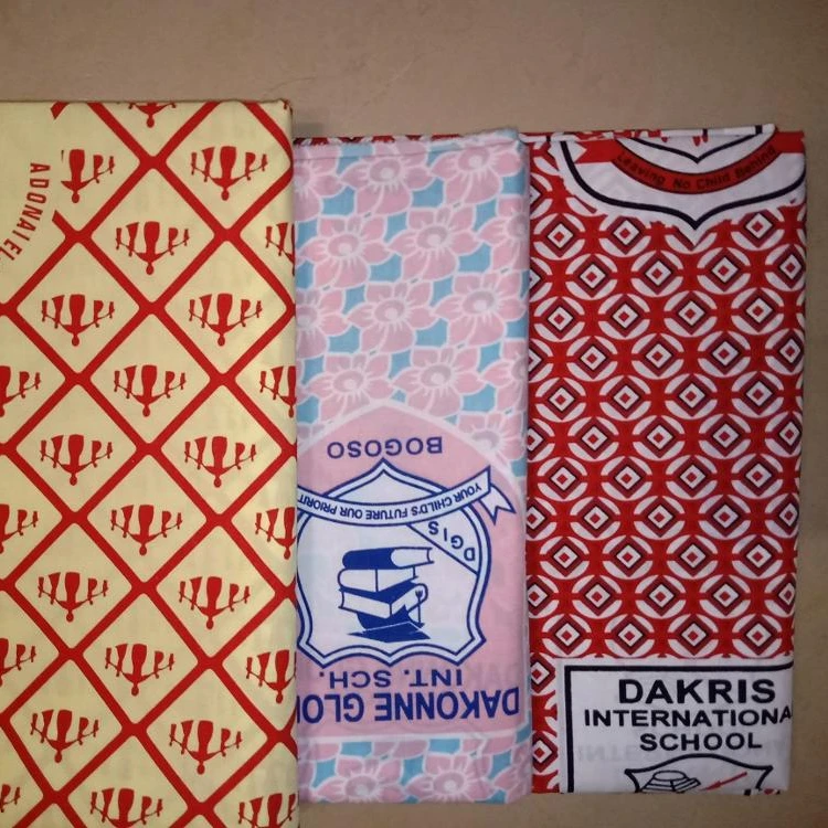 Custom Design  Ghana School Uniform African Wax Printed Fabric with logo
